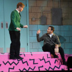 Jay Hayden (Justin) checks on Howard Dorough (Howie) as he stresses about appearing at his old middle school