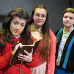 Otto Fox as Peter van Daan, Sophie Williams as Anne Frank and Belle Rangel as Margot Frank in THE DIARY OF ANNE FRANK at The Rose Theater